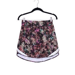 LULULEMON Hotty Hot High-Rise Skirt Stencil Blossom Red Sheer Blue Women's 6